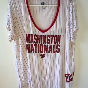 New Era Women's Washington Nationals Striped Top - Red and White